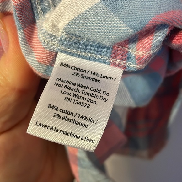 Vineyard Vines Slim Fit Tucker Shirt Plaid Linen Cotton Blend size L - Picture 6 of 16